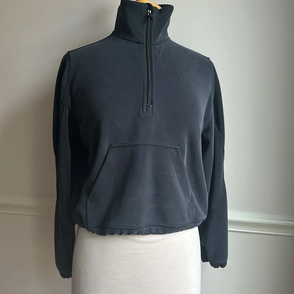 lululemon athletica charcoal gray quarter-zip pullover hoodie